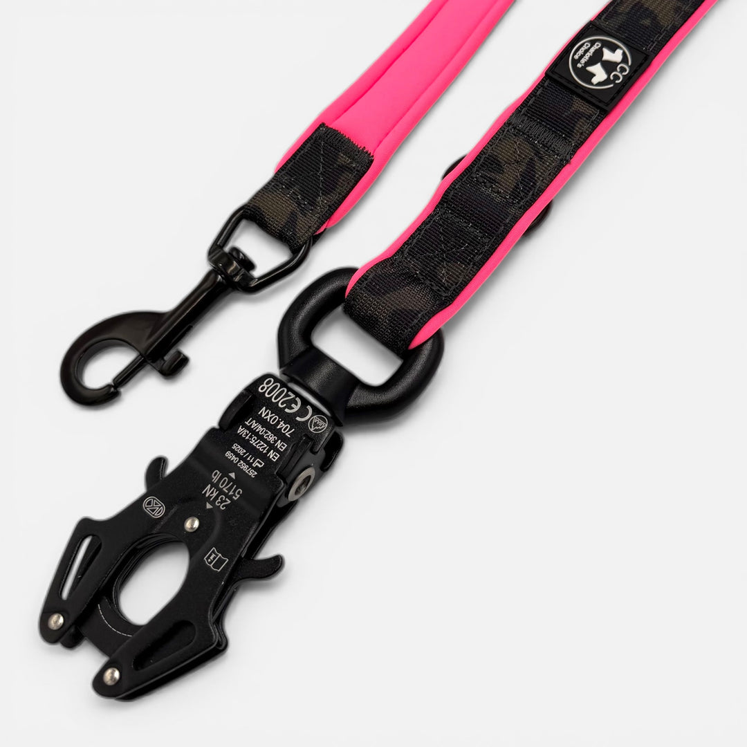Black camouflage Leine 2.20 m 2.5 cm breit verstellbar Polster neon pink