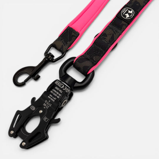 Black camouflage Leine 2.20 m 2.5 cm breit verstellbar Polster neon pink