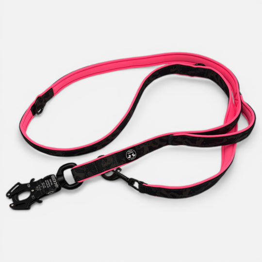 Black camouflage Leine 2.20 m 2.5 cm breit verstellbar Polster neon pink