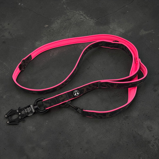 Black camouflage Leine 2.20 m 2.5 cm breit verstellbar Polster neon pink