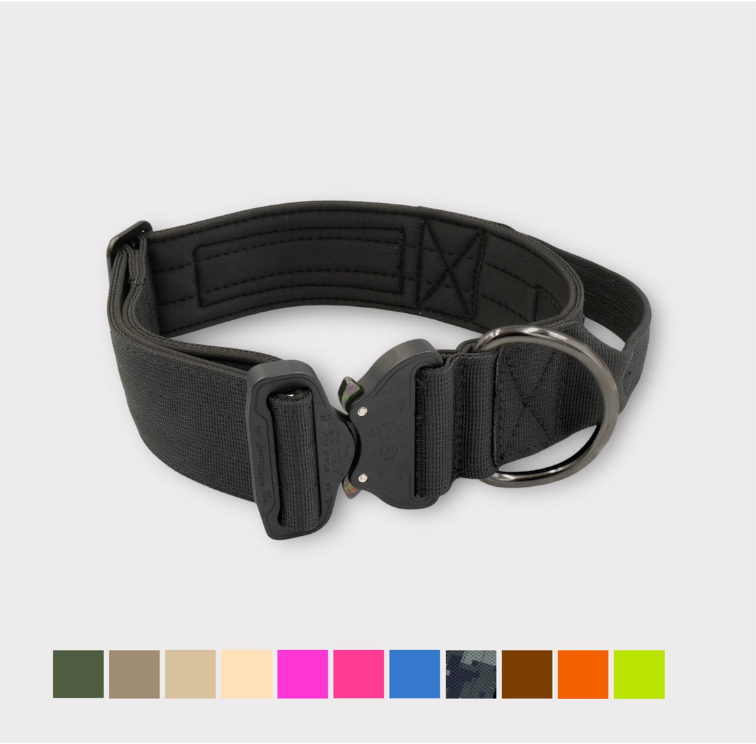 <tc>On Duty</tc> Collier à poignée Cobra 5 cm pour grands chiens (46 cm-78 cm) - noir, <tc>mousqueton</tc> noir