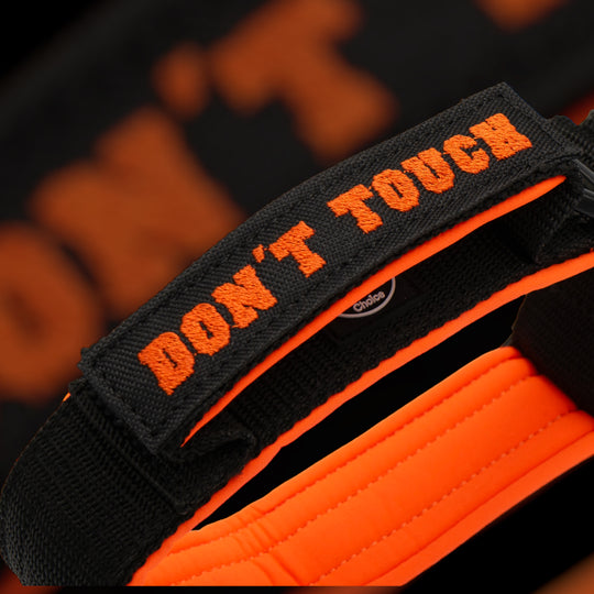On Duty Halsband Don't Touch 4 cm breit (35 cm-60 cm) - schwarz/orange