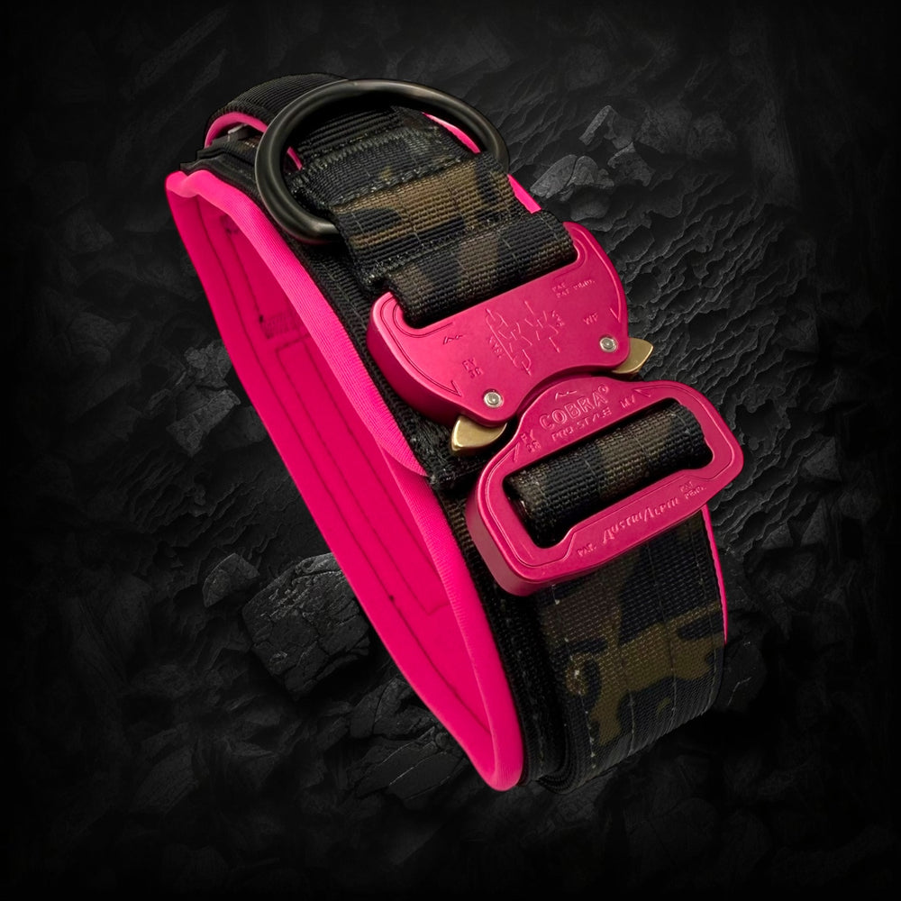 Limited edition pink & camouflage 5 cm wide (41 cm -60 cm) - Black camouflage (buckle pink)