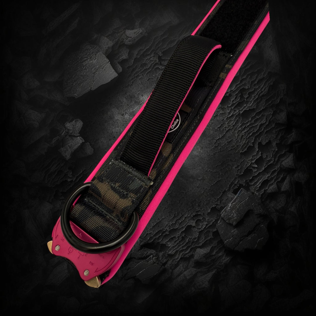 Limited edition pink & camouflage 5 cm wide (41 cm -60 cm) - Black camouflage (buckle pink)