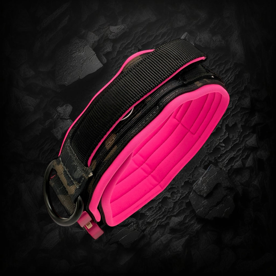 Limited edition pink & camouflage 5 cm wide (41 cm -60 cm) - Black camouflage (buckle pink)