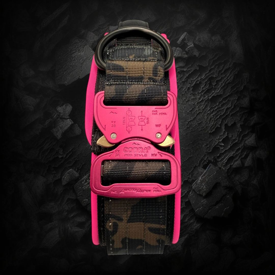 Limited edition pink & camouflage 5 cm wide (41 cm -60 cm) - Black camouflage (buckle pink)