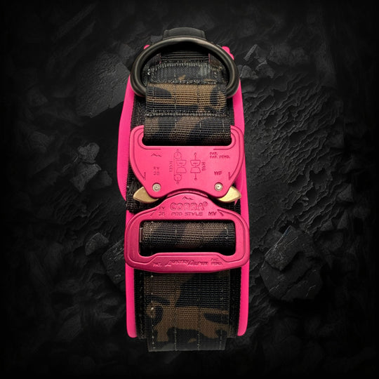 Limited edition pink & camouflage 5 cm wide (41 cm -60 cm) - Black camouflage (buckle pink)