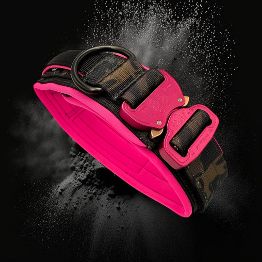Limited edition pink & camouflage 5 cm wide (41 cm -60 cm) - Black camouflage (buckle pink)