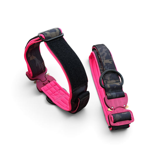 Limited Edition black camouflage 4 cm breit (39 cm-65 cm) mit Magnetgriff neon pink/grün
