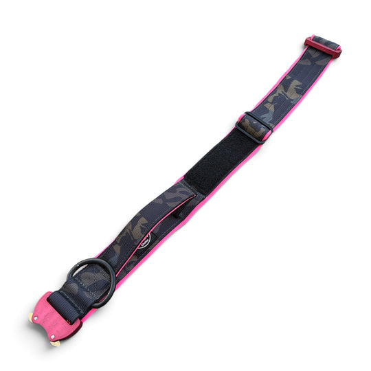 Limited Edition black camouflage 4 cm breit (39 cm-65 cm) mit Magnetgriff neon pink/grün