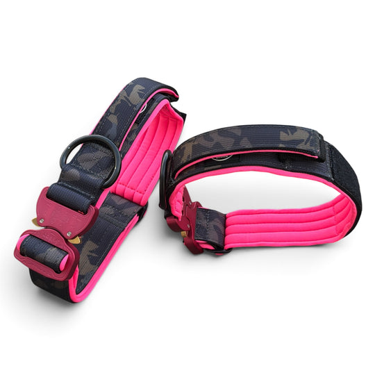 Limited Edition black camouflage 4 cm breit (39 cm-65 cm) mit Magnetgriff neon pink/grün