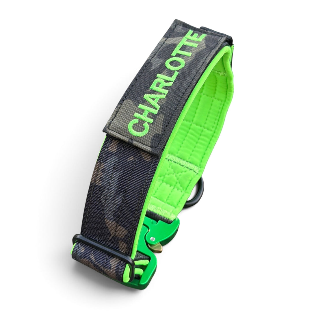 Limited Edition black camouflage 4 cm breit (39 cm-65 cm) mit Magnetgriff neon pink/grün