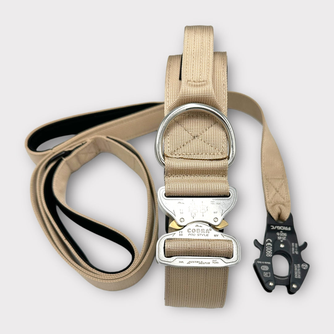 On Duty Cobra Haltegriff Halsband 5cm für grosse Hunde (46cm-78cm) -Desert beige, Schnalle silber