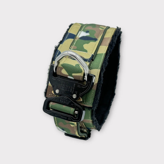 Luxus Heavy Duty Cobra Haltegriff Halsband 7cm breit für grosse Hunde camouflage Neoprenpolster oder Fell(45cm-80cm)