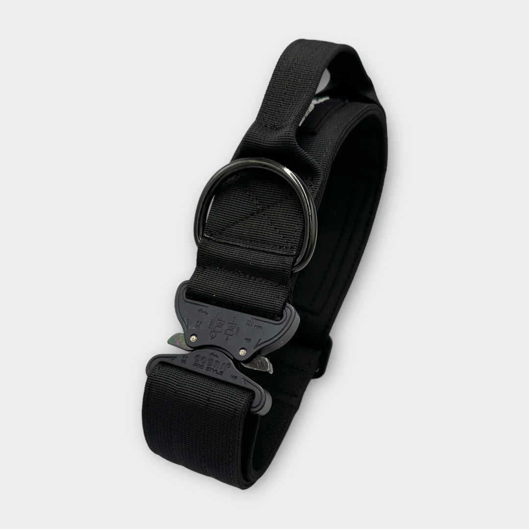 On Duty Cobra Haltegriff Halsband 5cm für grosse Hunde (46cm-78cm) - schwarz, Schnalle schwarz