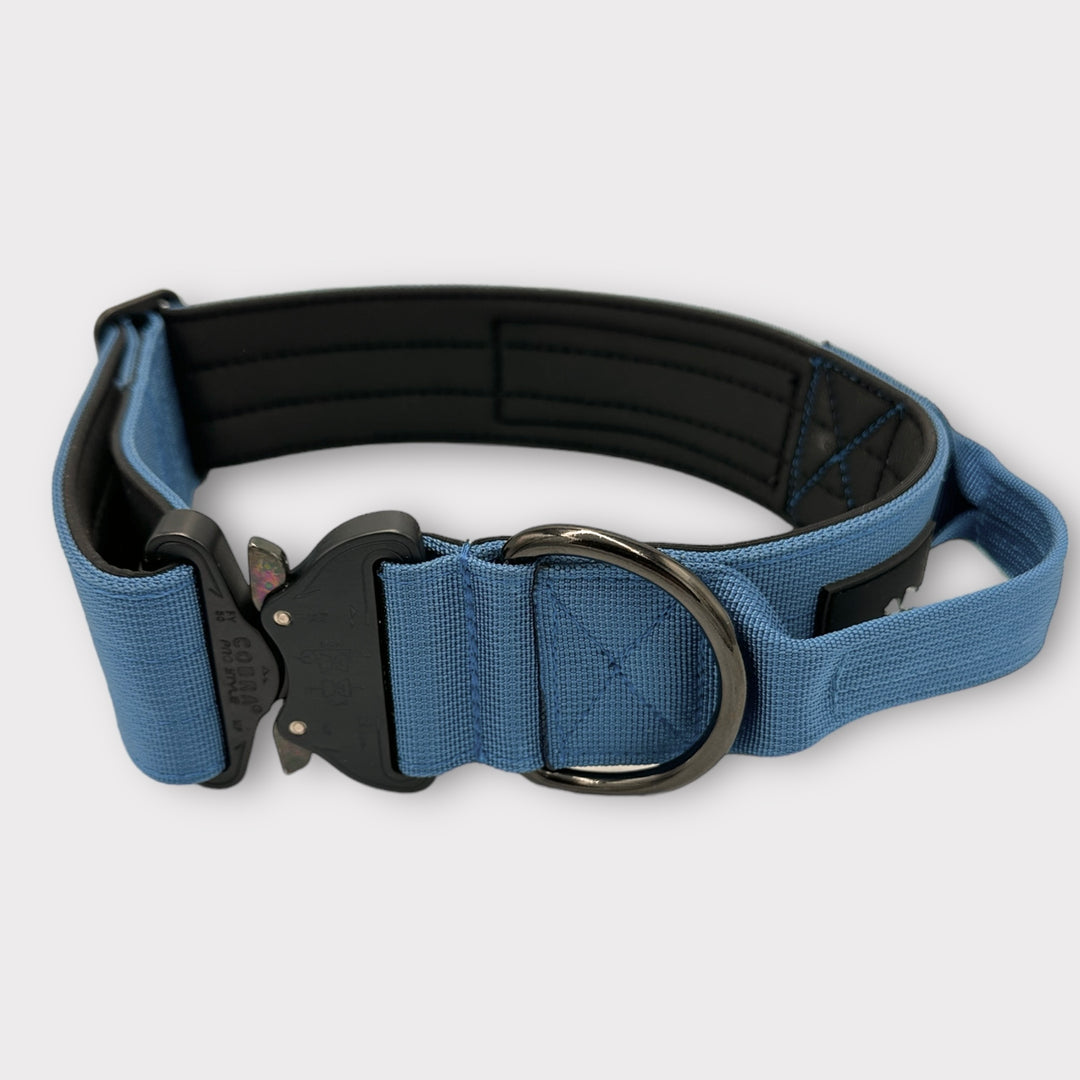 On Duty Cobra collier à poignée bleu tourterelle 5cm pour grands chiens (46cm-78cm)