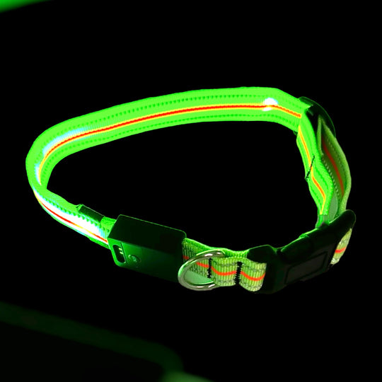 Leuchthalsband LED mit Akku (32 cm-64 cm) - neongrün