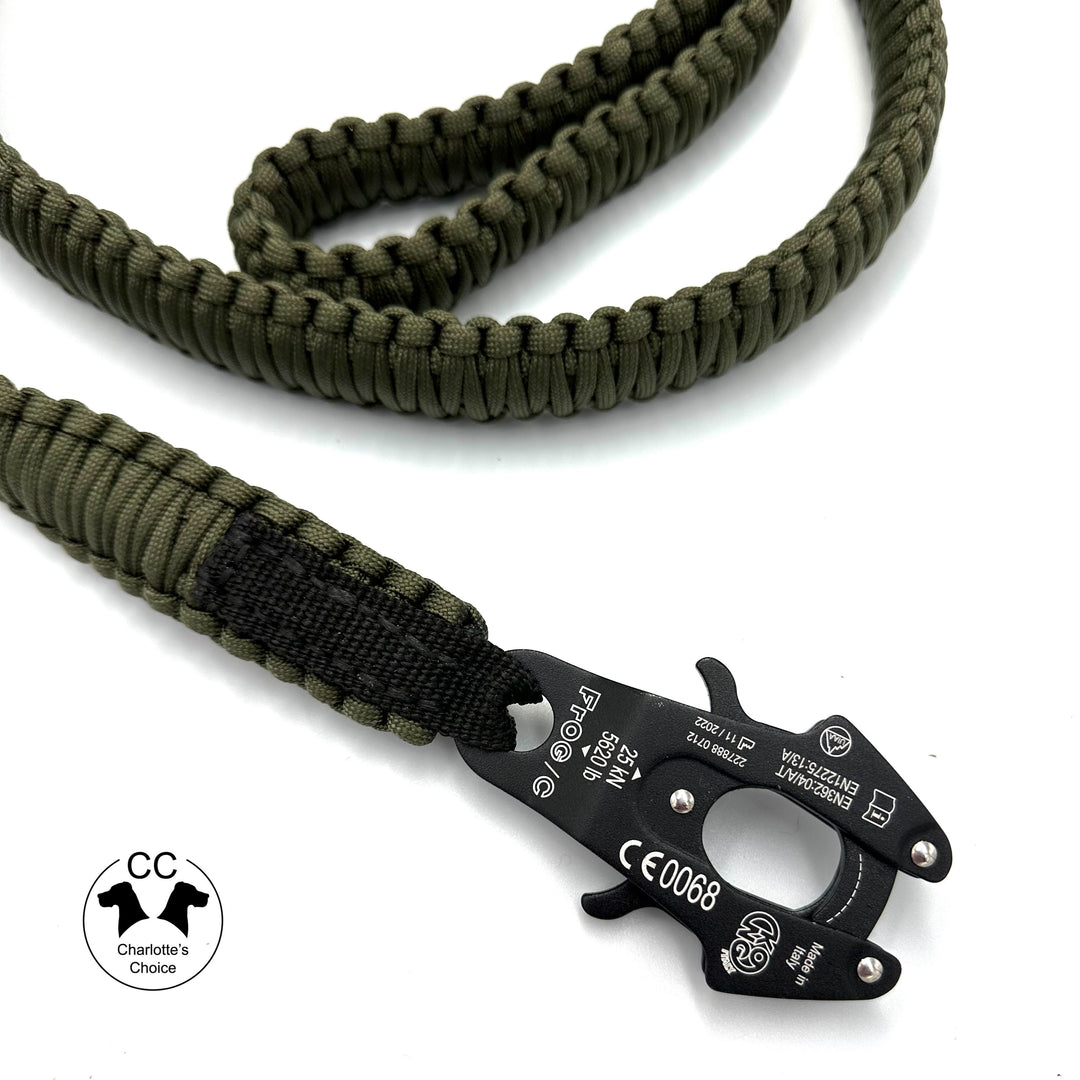 Rambo Frog Cable Leash Grands Chiens - 175cm 100kg+ (noir / vert armée)