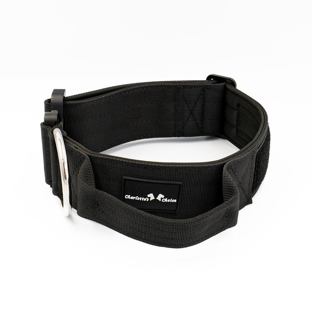 On Duty Cobra Haltegriff Halsband 5cm für grosse Hunde (35cm-78cm) - schwarz, Schnalle schwarz
