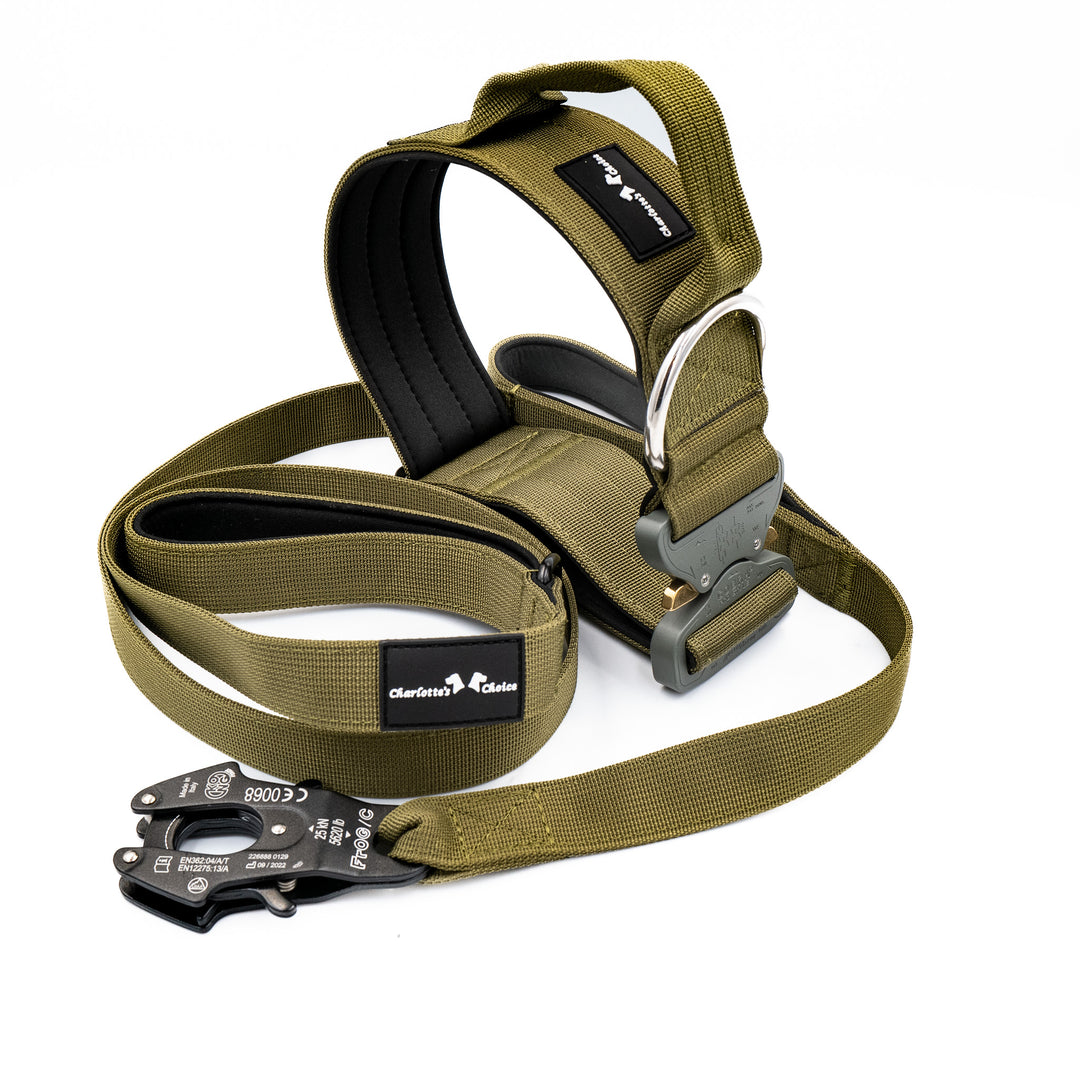 On Duty Cobra Haltegriff Halsband 5cm für grosse Hunde (46cm-78cm) - army grün, Schnalle army grün