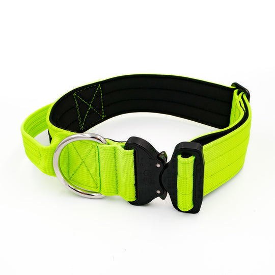 On Duty Cobra Haltegriff Halsband 5cm für grosse Hunde (46cm-78cm) - neon grün, Schnalle schwarz